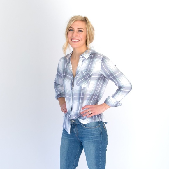 Rails Tops - RAILS Hunter Plaid Shirt Ocean Blue White {Z14}